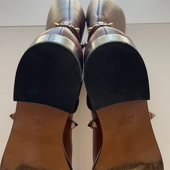 Valentino Rockstud Accents Leather Riding Boots - Picture 7 of 9
